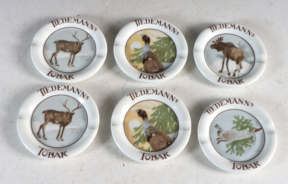 6 askebeger, Tiedemanns Tobak. PP