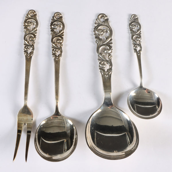 4 deler serveringsbestikk, Telesølv.