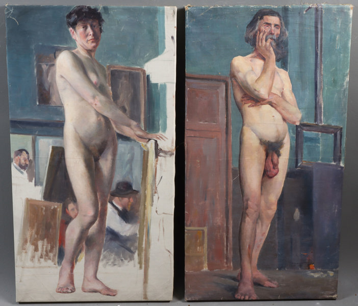 Gudmund Stenersen, mann og kvinneakt. Maleri.