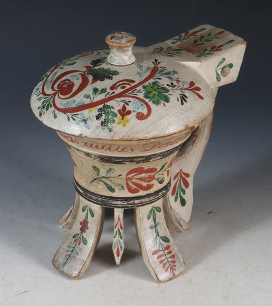 Rosemalt smørstaup/dall, 1800 tallet.