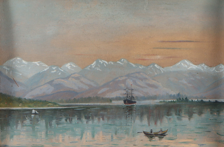 Usignert, landskap. Maleri.