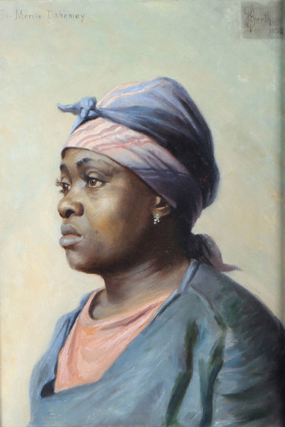 Utydelig signert, kvinne. Maleri.