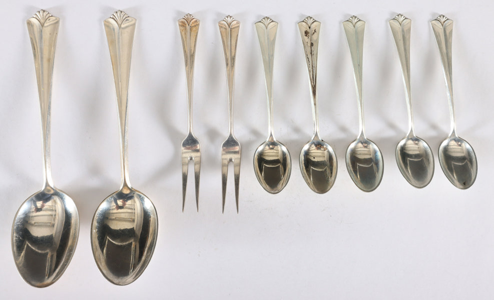 9 deler sølvbestikk, Rådhus m/vifte.