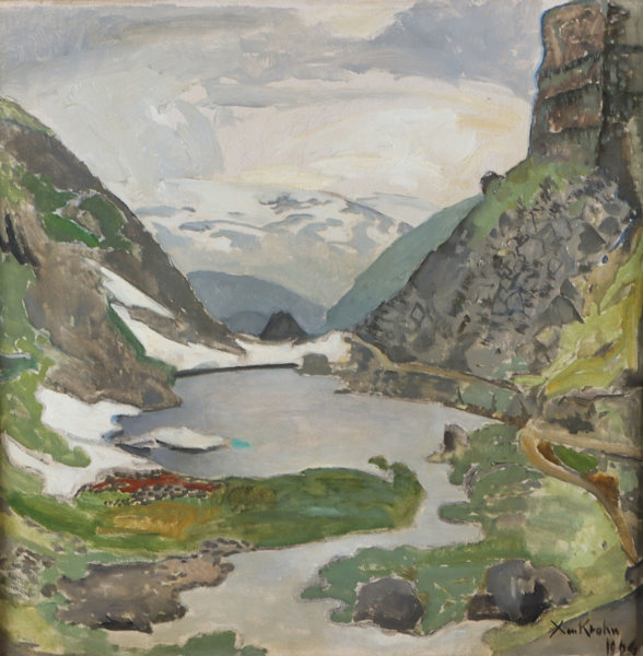 Xan Krohn, vårløsning i fjellet. Maleri.