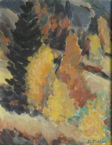 Knut Flatin, tregruppe. Maleri