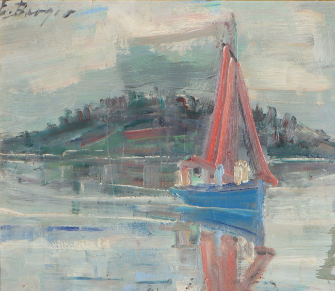 Einar Berger, seilbåt. Maleri.