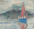 Einar Berger, seilbåt. Maleri.