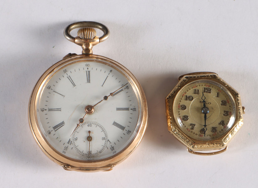 Lite lommeur og armbåndsur, gull.