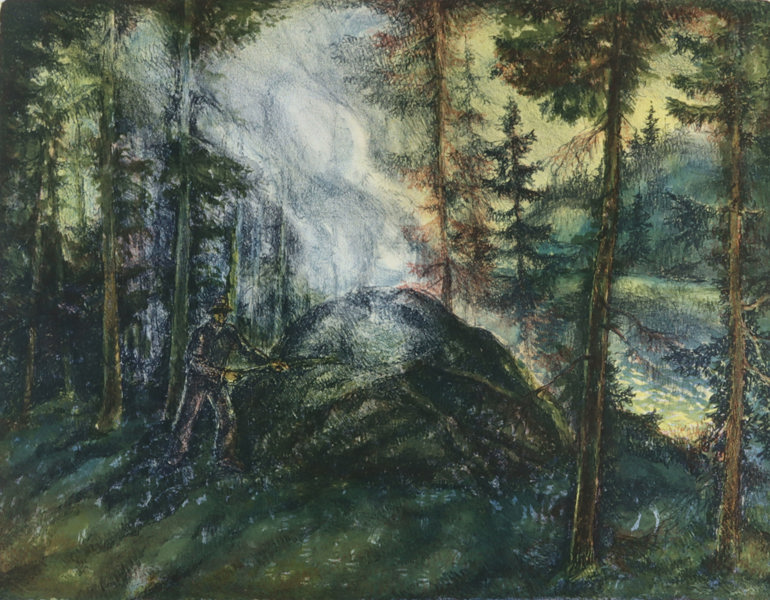 Reidar Fritzvold, Kullmila. Litografi.