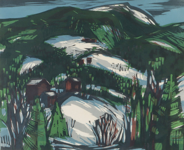 Terje Grøstad, landskap. Tresnitt