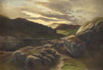 Usignert, landskap. Maleri