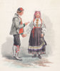 3 akvareller med bunader, 1800 t.