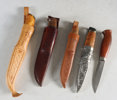 4 slirekniver og kniv.