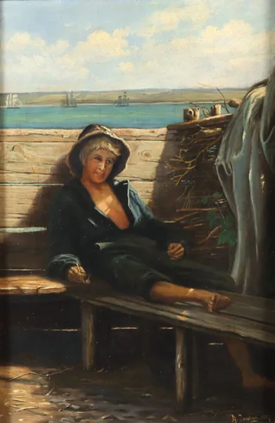 A. Jacobsen, fiskerdræng. Maleri.