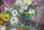 Usignert, blomster. Maleri.