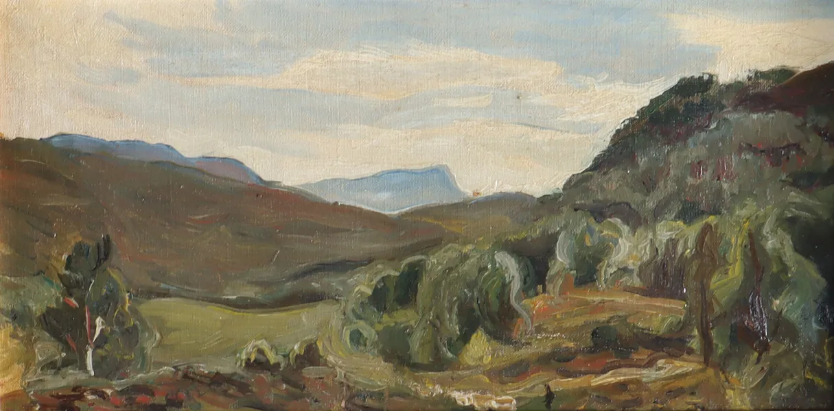 Johanne Bugge Berge, landskap. Maleri.