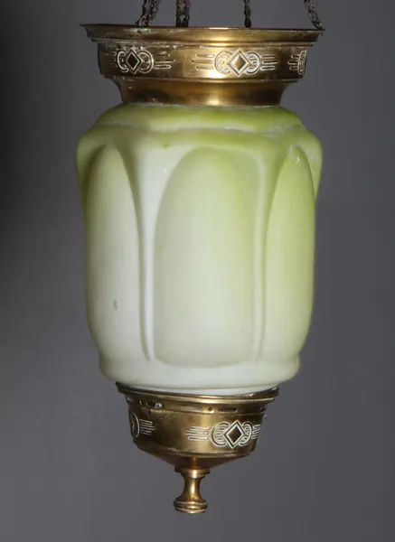 Måneskinnslampe i grønt glass.