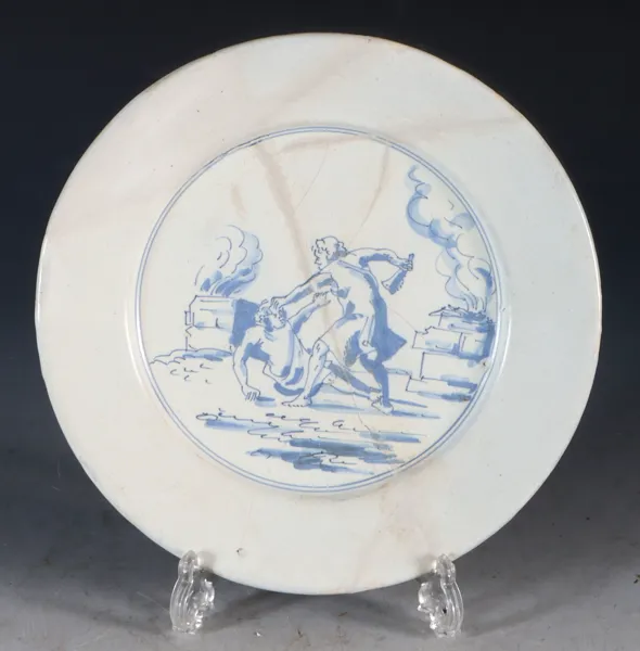 Platte dek. i blått, Delft 1640-60.
