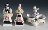 2 figurer og saltkar, Herend.