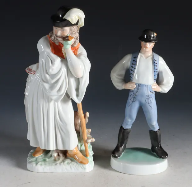2 figurer i porselen, Herend.