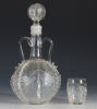Karaffel og 6 glass m/gravert dekor. 