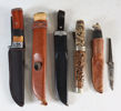 4 slirekniver, knivblad og slire.