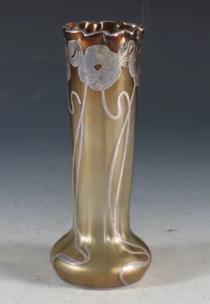 Vase i glass m/sølv, jugend tidlig 1900 t.