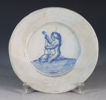 Platte dek. i blått, Delft 1640-60.
