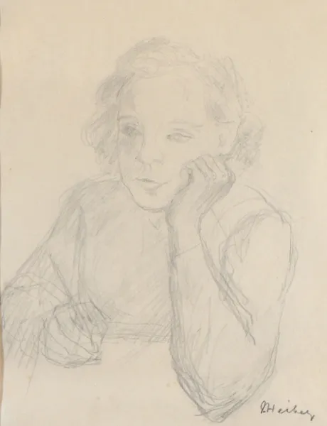 Jean Heiberg, kvinne. Tegning.