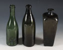 3 flasker i grønt glass, Aas/Biri.
