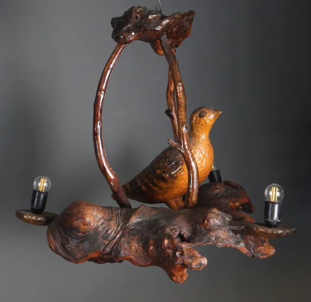 Taklampe og et par lampetter, O. Nordskog.